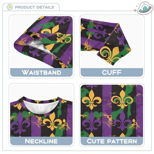 JUNZAN Mardi Gras Masquerade Fleur De Lis Little Kids Pullover Hoodie Crewneck Kids Pullover Hoodie Party 4T3