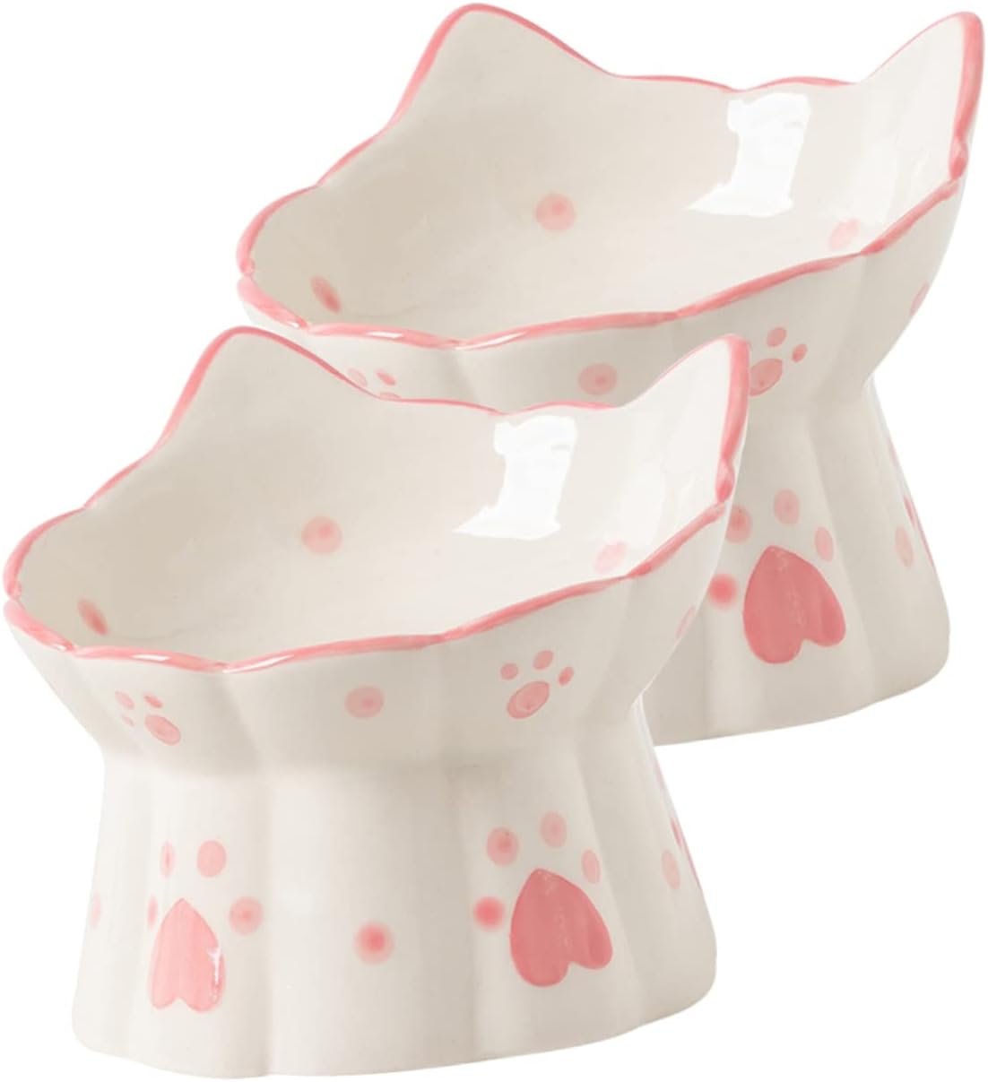 DECHOUS 2pcs Elevated Cat Bowl Ceramic Raised Pet Feeder with Smooth Surface and Capacity Neck Friendly Tilted Design for Comfortable Feeding and Drinking Suitable for Indoor Cats and Dogs