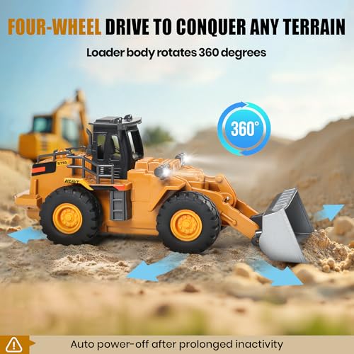 Image of Dwi Dowellin Rc excavators,Remote Control Front Loader,Construction Vehicle for Boys Ages 3-12, Gift for Birthday Christmas