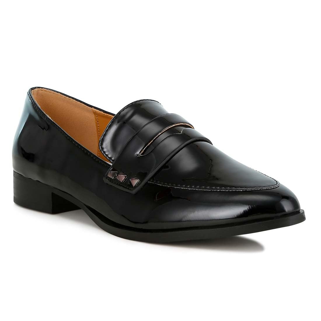 Patent Pleather Penny Loafers Black-image-48