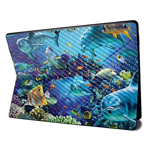Image of MightySkins Carbon Fiber Skin for Microsoft Surface Pro X - Ocean Friends | Textured Carbon Fiber Finish | Easy to Apply, Remove, and Change Styles | Made in The USA