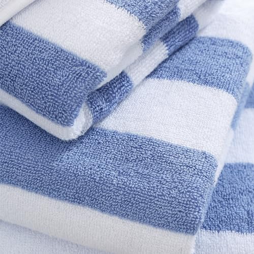 Serviette de bain réversible ultra absorbante en pur coton bleu