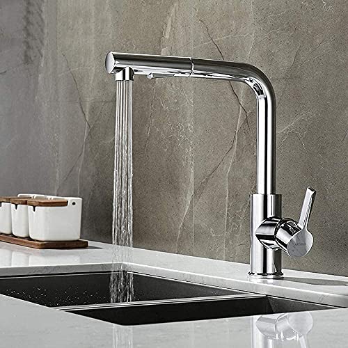 Robinet cuisine douchette laiton chrome design pivotant - 2