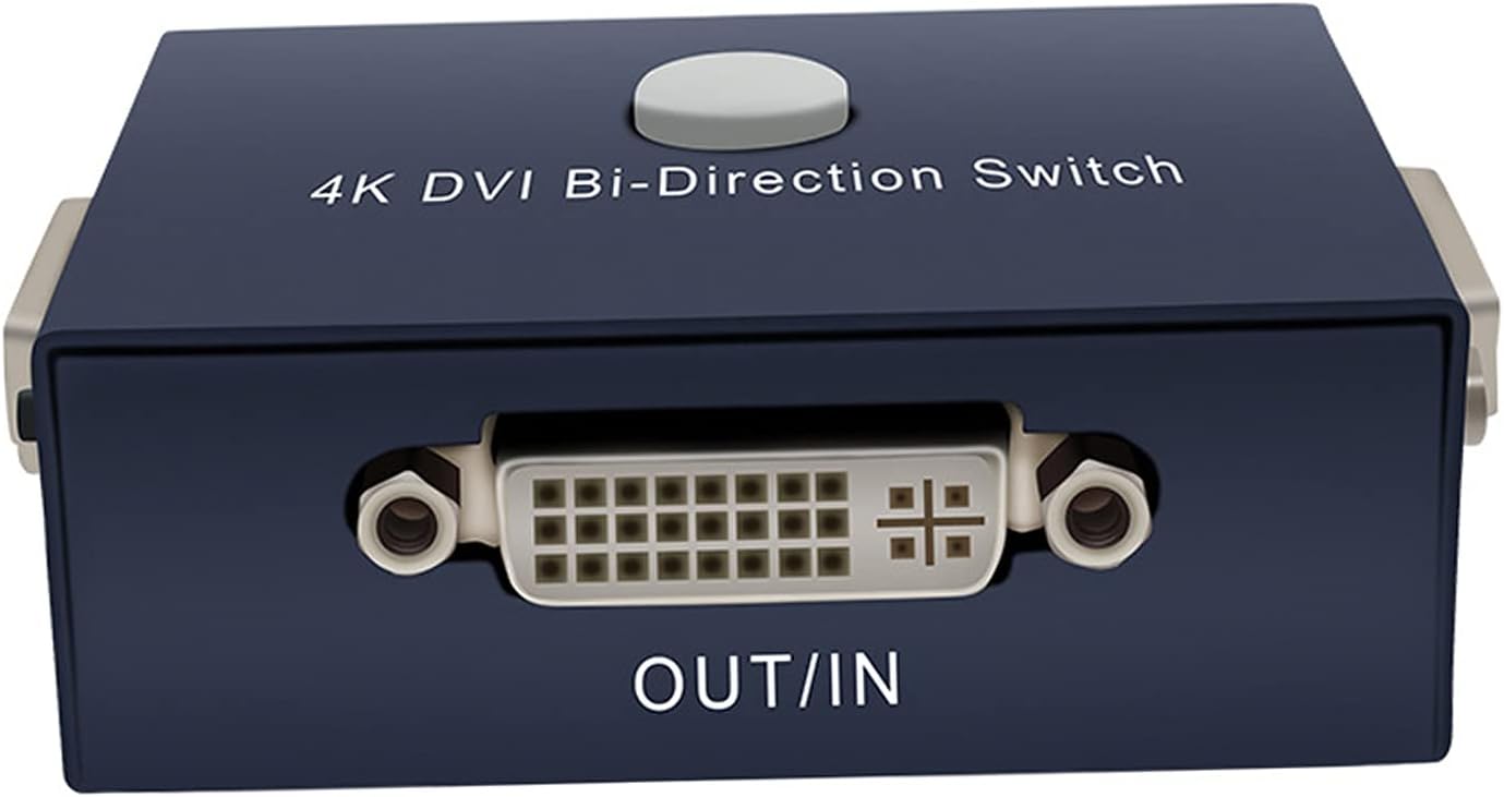 DVI Switch Splitter Bi-Directional DVI Splitter 2X1 or 1X2, BolAAzuL DVI Switcher 2 in 1 Out DVI Splitter 1 in 2 Out 4K(3840 x 2160)@30Hz DVI Selector Switch Box for PC Laptop Monitor LCD HDTV