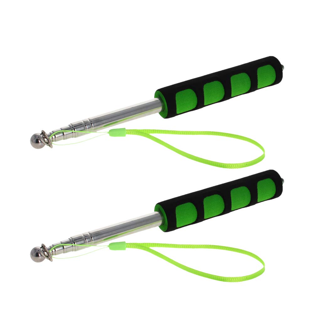 Othmro 2Pcs Hollow Telescopic Teachers Pointer, Teaching Pointer Stick for Classroom, Metal Hand Retractable Pointer Extended Length 39.4 inch, Handheld Presenter Whiteboard Pointer (Green)