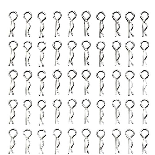 RC Car Accessories for 1/10 50Pcs Shell Body Clips Pins Housing Latch R Buckles Fixed RC Crawler for Buggy Drift Model Car Parts(Silver)
