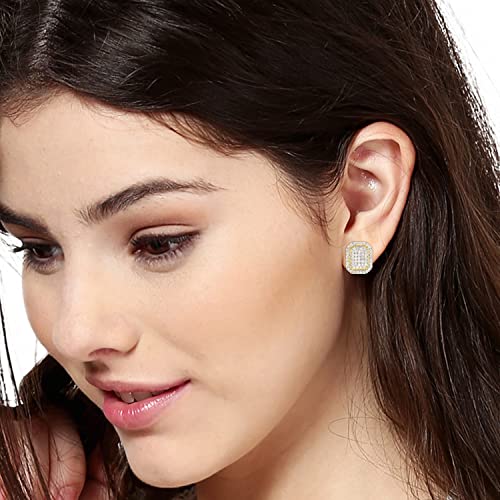 Baguette Stud Earrings 24Kt Silver Plated AD Royal for Women
