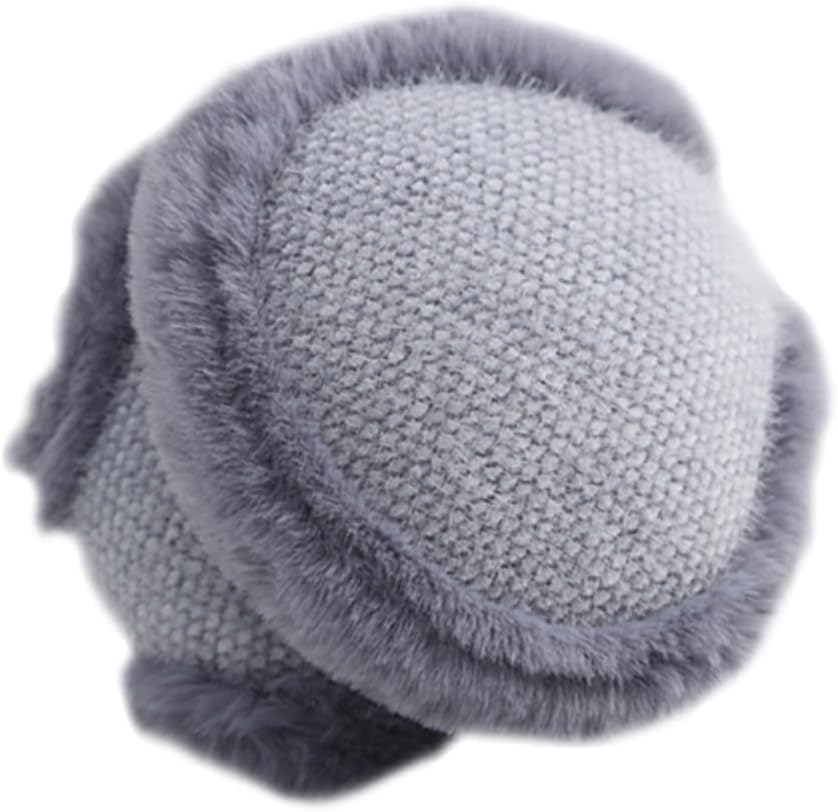 Holibanna Windproof Warm Earmuffs for Men and Women, Plush Chenille Ear Protectors, Foldable Winter Ear Covers for Cold Weather Outdoors, Smoke Gray