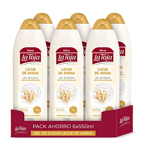La Toja - Gel de Ducha Leche de Avena - pack de 6 de 550ml (3.300ml) - Aporta a Tu Piel el Cuidado y la Suavidad Que Necesita - Piel Nutrida y Protegida