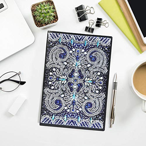 DIY Notebook with Diamond Painting Cover-Mandala Special Shaped Diamond Painting 50 Pages Notebook A5 Sketchbook Mosaic Making Art Craft Gifts Travel Drawing Writing (XJ001) - Thumbnail 6