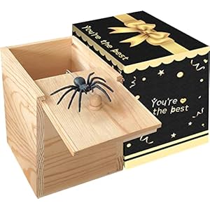 NA Spider Prank Big Box，Wooden Surprise Box，Handmade Fun Practical Surprise Joke Boxes ,Gag Gift & Practical Joke Toys