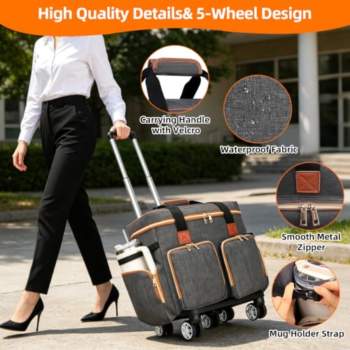 Sambois 5-Wheeled Rolling Teacher Tote