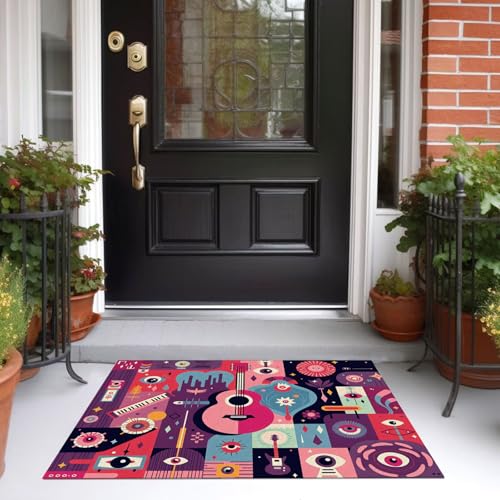 Tapis guitare rose lavable en machine avec dossier antidérapant sécurisé - 5