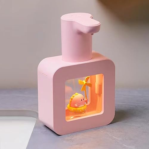 Miniatura 7 de Lindo dispensador automático de jabón  Dispensador de jabón de manos rosa sin contacto para niños, montaje en pared, impermeable, recargable por