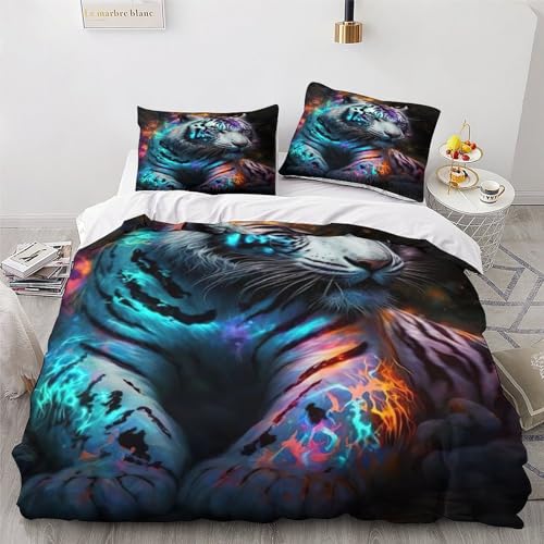 Parure de lit tigre blanc en microfibre douce pour ado lit king size - 4