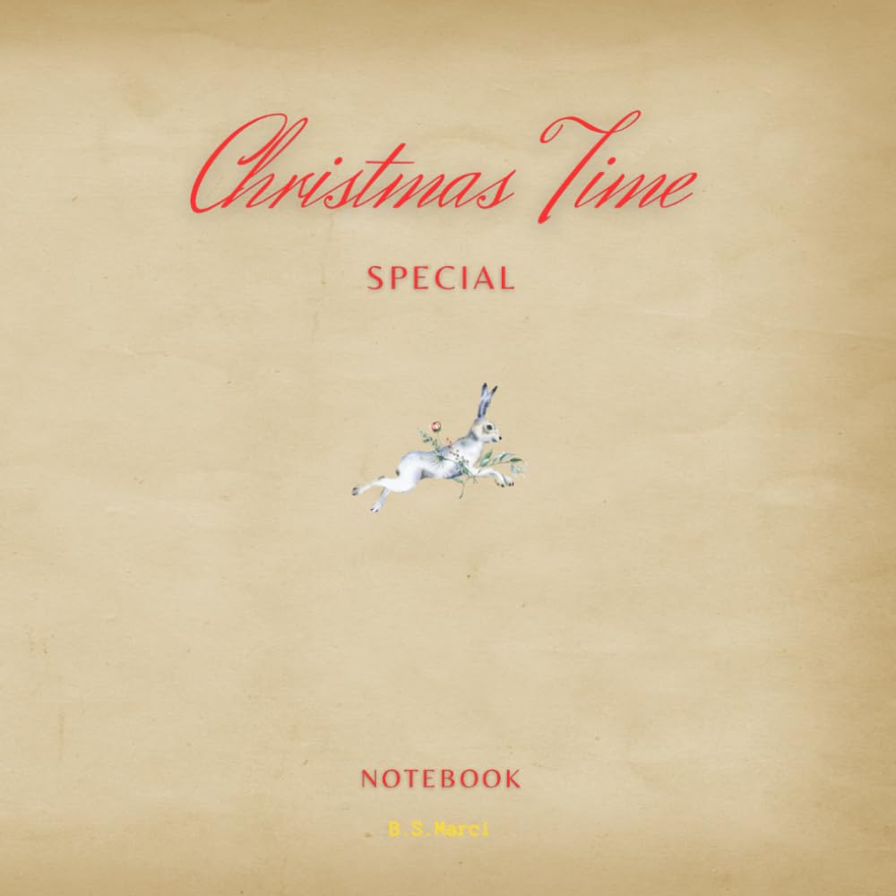 Christmas Time: Special. Unique Eco Notebook With Delicate Grey Lines – Christmas Rubbit
