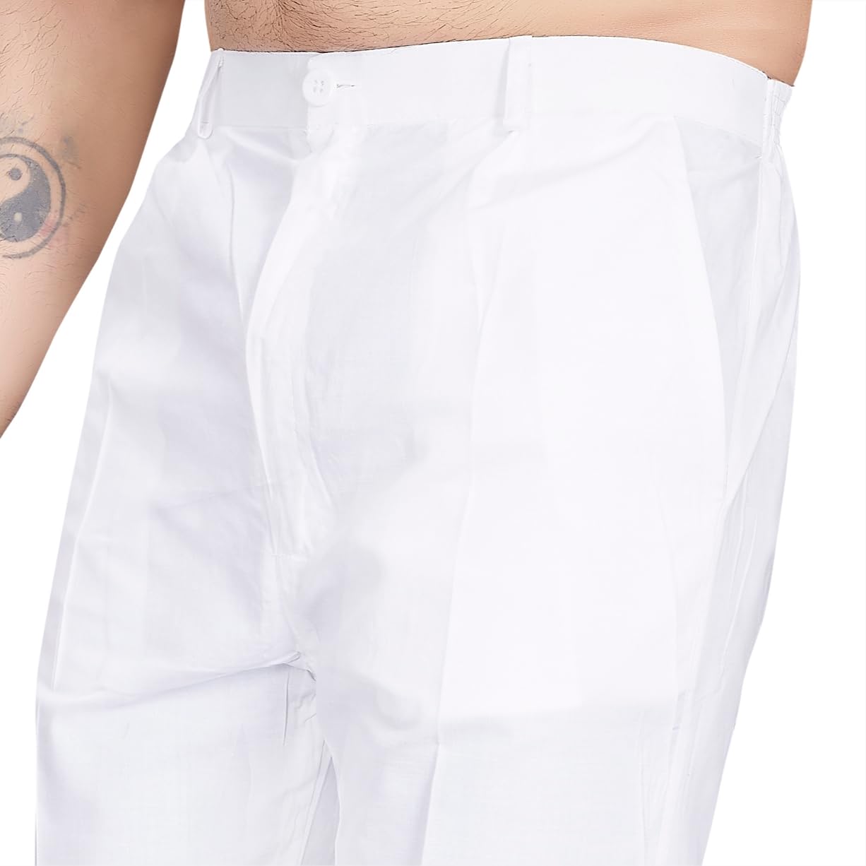 DIVISIVE Men's Cotton Stitched Slim Fit Pyjama/Pant (DPT26_XXL_White) - Image 5 thumbnail
