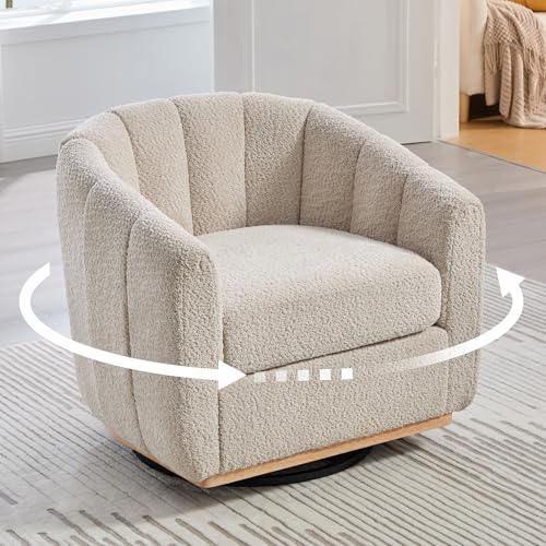 Chifee & Vingol Swivel Boucle Armchair