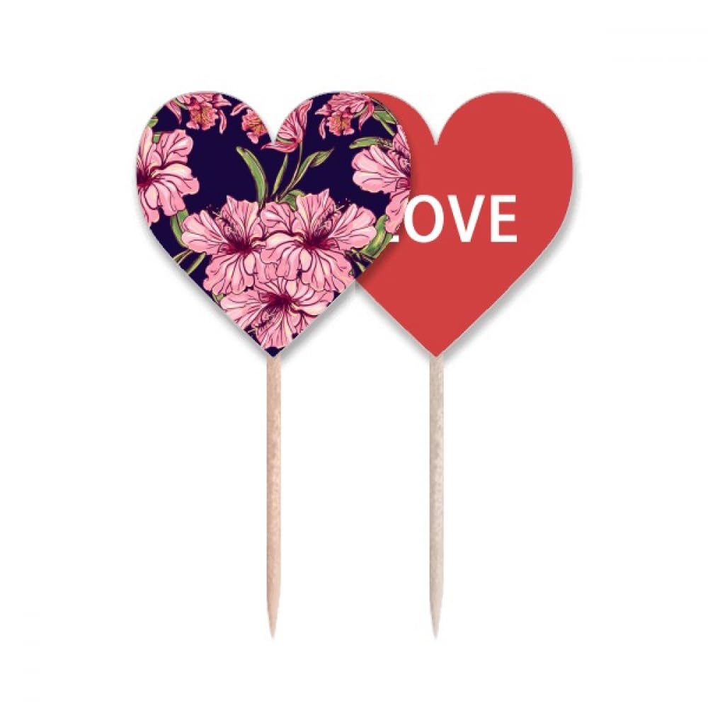 Cure-dents amour cœur art déco avec motif fleur sombre pour célébrations et mariages