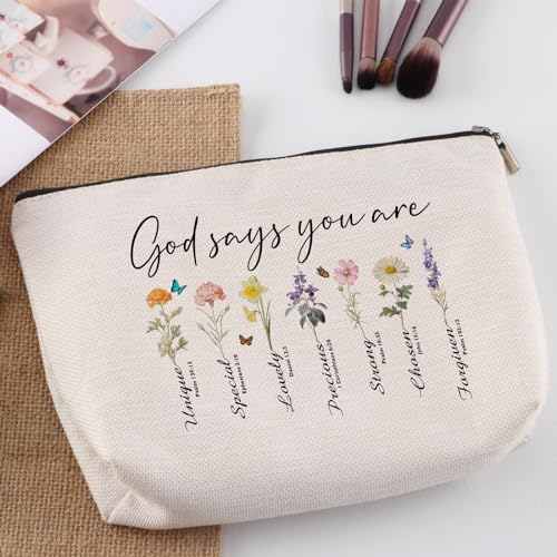 Inspirational Gifts for Women Cosmetic Bag God Says You Are Christian Gifts for Women Faith Travel Organizer Makeup Bag Encouraging Meaningful Birthday Christmas Gifts for Teenager Sister3