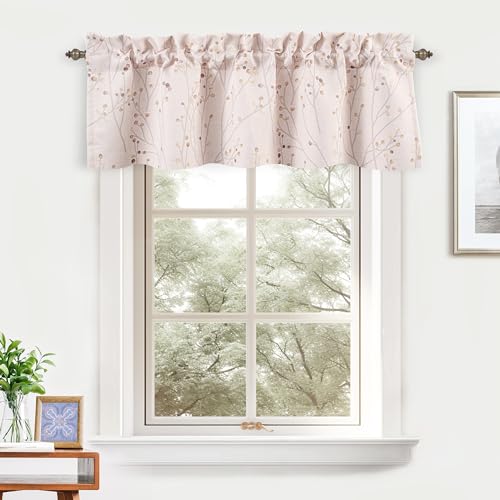 DriftAway-Harper-Ink-Floral-Pattern-Window-Treatment-Valance-Curtain-Living-Room-Bedroom-Dining-Room-Rod-Pocket-52-Inch-by-14-Inch-Plus-2-Inch-Header-Watercolor-Painting-Beige DriftAway Harper Ink Floral Pattern Window Treatment Valance Curtain Living Room Bedroom Dining Room Rod Pocket 52 Inch by 14 Inch Plus 2 Inch Header Watercolor Painting Beige