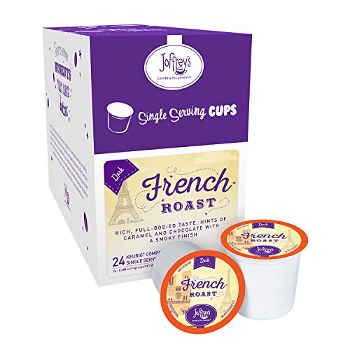 Joffrey's Coffee - French Roast Blend, Bold Coffee Blend, Artisan Dark Roast, Arabica Coffee Beans, Full-Bodied Blend, Hints of Caramel & Chocolate, Keurig 2.0 Compatible (24 Count)