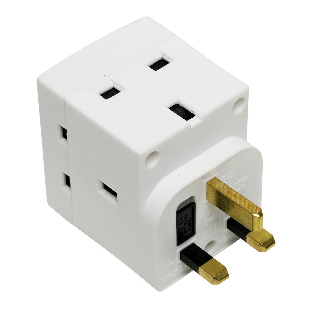 Dencon 13A 3Way Multiplug 3 Way UK Adapter 230 Volt Fused 13a Complies Bs1363/3
