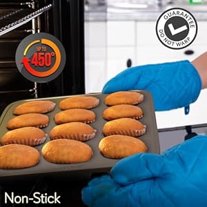 Nutrichef muffin pans for baking nonstick 2 piece cupcake tin w 12 cups carbon steel stackable cup cake tray dishwasher safe gold  urban country home decor