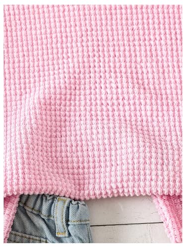 SweatyRocks Girl's Dolman Short Sleeve T Shirt Crew Neck Waffle Knit Casual Tee Tops3