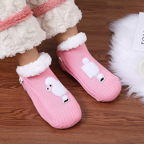 Image of ZYZX Cute Dog Slipper Socks for Women with Grips,Fuzzy Socks Indoor