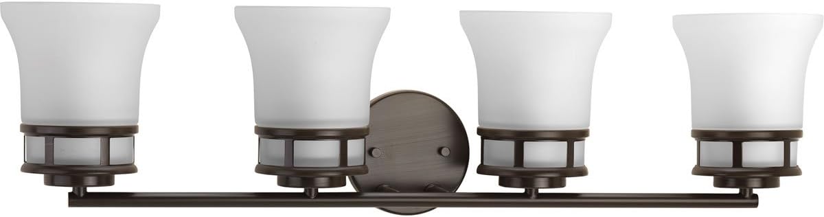 Flash Deals - 70% OFF Cascadia Collection 4-Light Etched Glass Coastal Bath Vanity Light Antique Bronze