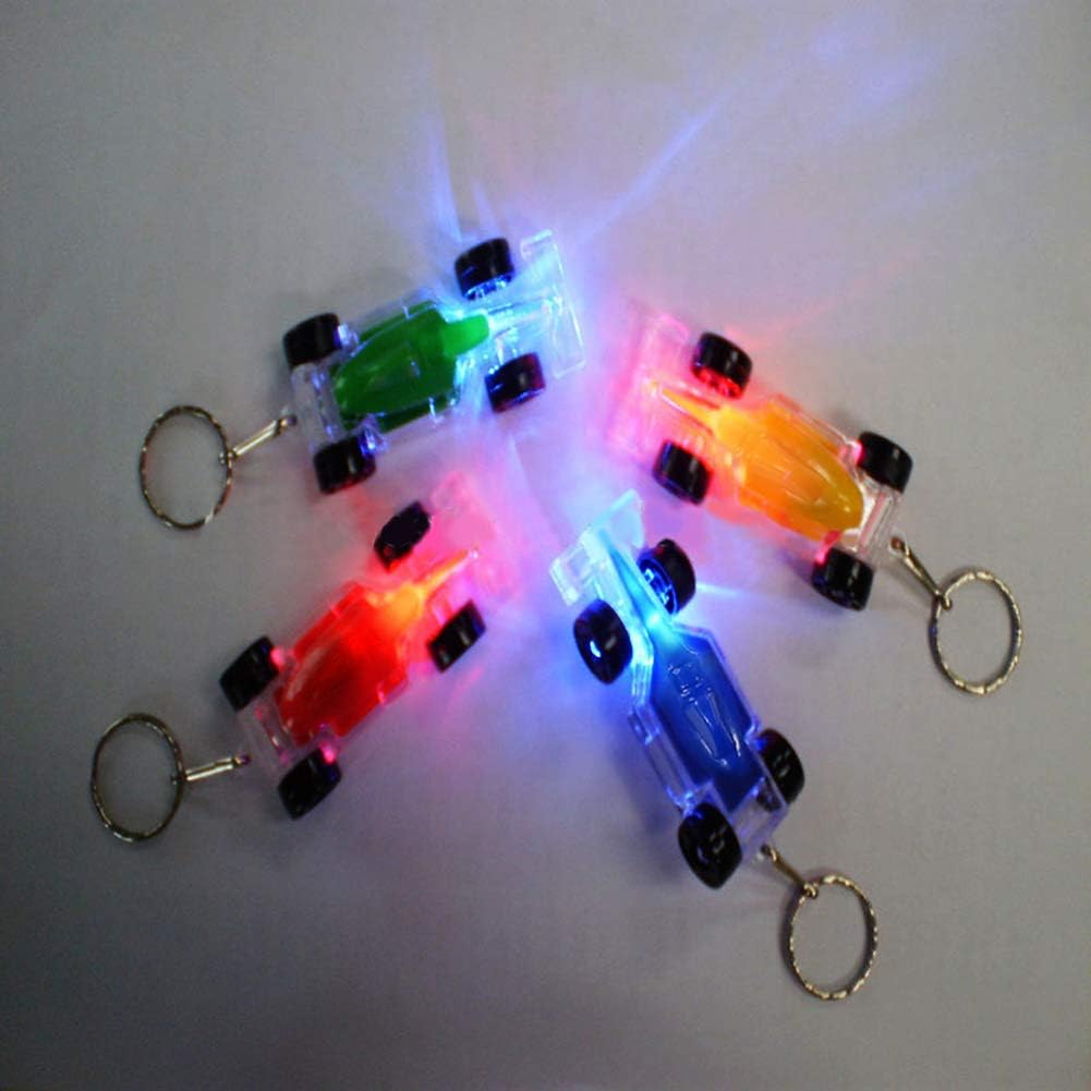 12 Pack LED Light Up Toy Cars for Kids Birthday Party Favors Classroom Rewards Goodie Bag Filler Carnival Prize Pinata Stocking Stuffers, CAR THEME KEYCHAINS With Flashing LED Lights, Assorted Colors