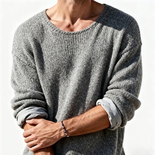 Pulsera de acero inoxidable para hombre con cuentas de ágata negra miniatura 6