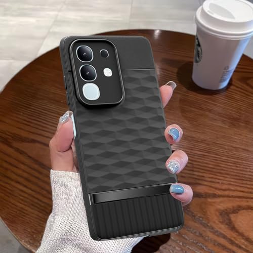 Image of Pikkme Back Cover for Vivo T4x 5G / iQoo Z10x 5G / Vivo Y31 Pro 5G Camera Protection 3D Hexa Cube Design Silicone Protective Bumper Case (Black)