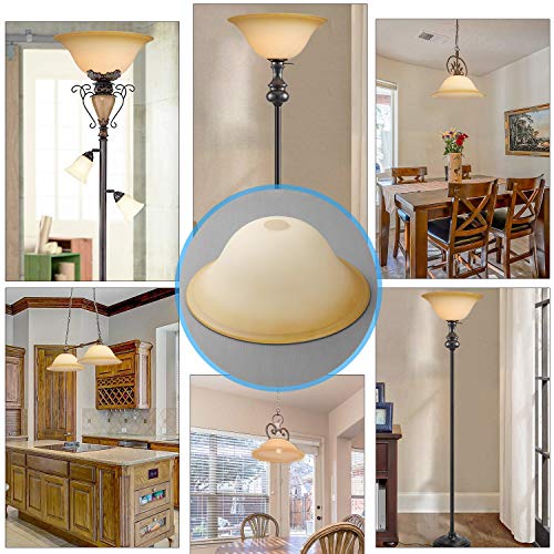 Giluta Floor Lamp Glass Shade Replacement Globe -Fitting Opening 1.625" Elegant Style Light Fixture Shade, Height: 4.75 Inch, Width: 12 Inch. Lipless #TOP5