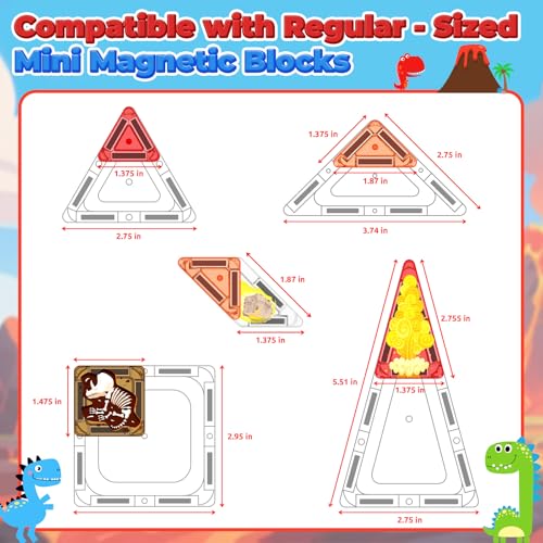Image of 36PCS Mini Magnetic Tiles Dinosaur Kids Toys with Case - Toddler Travel Essentials Outdoor Set, Magnetic Blocks Montessori Preschool Sensory Building Toys for 3 4 5 Year Old Boys