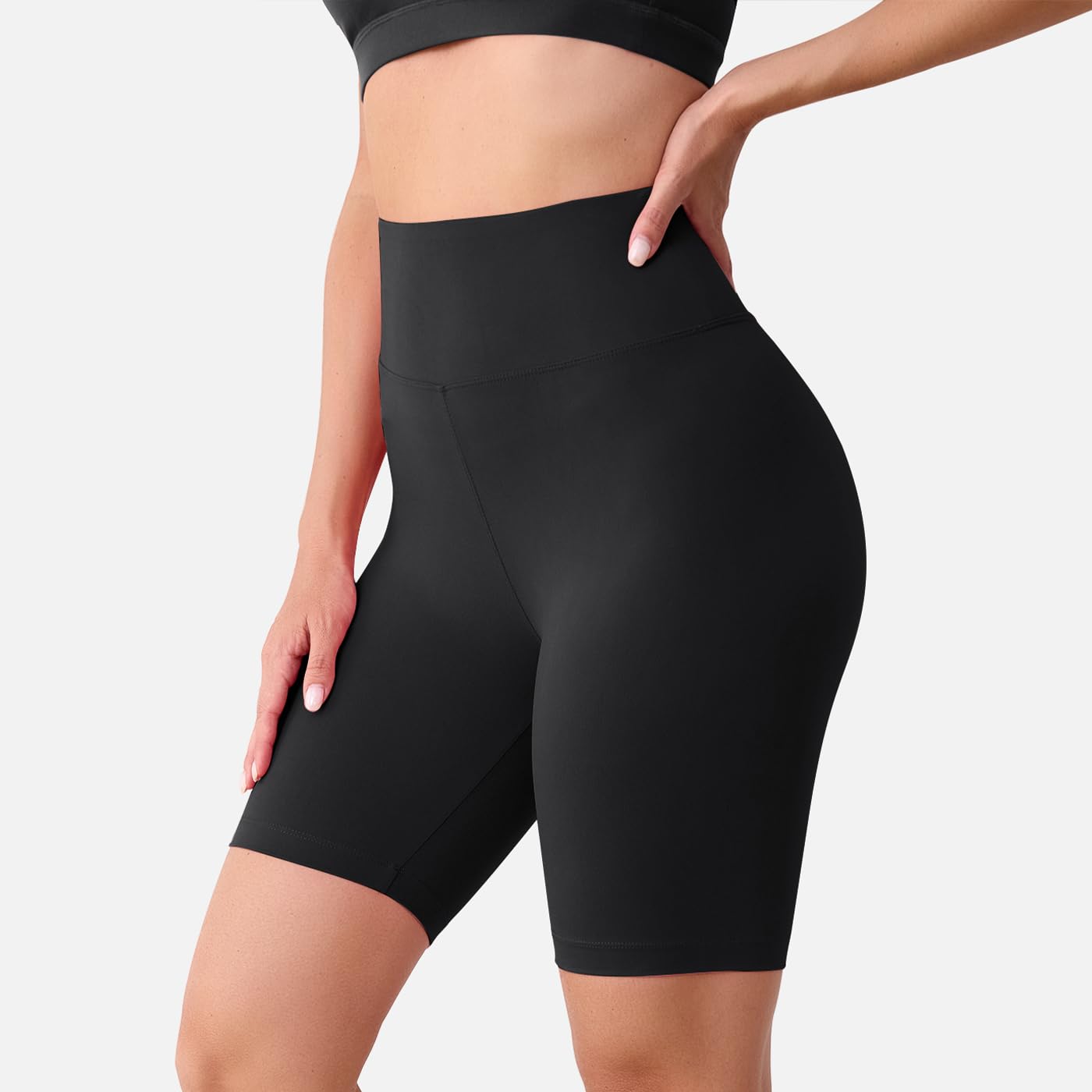 BAYDI Creamlush damskie spodnie rowerowe, 20 cm, wygodne, krótkie spodnie sportowe z wysoką talią, do jogi, pilatesu, na czas wolny, na co dzień