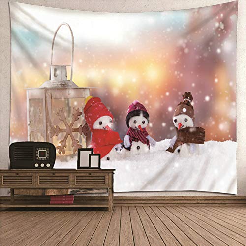 Banemi Uotdoor Teppich, Wandteppich Bunt Hippi Weiß Rot 3 Süße Kleine Schneemänner Polyester...