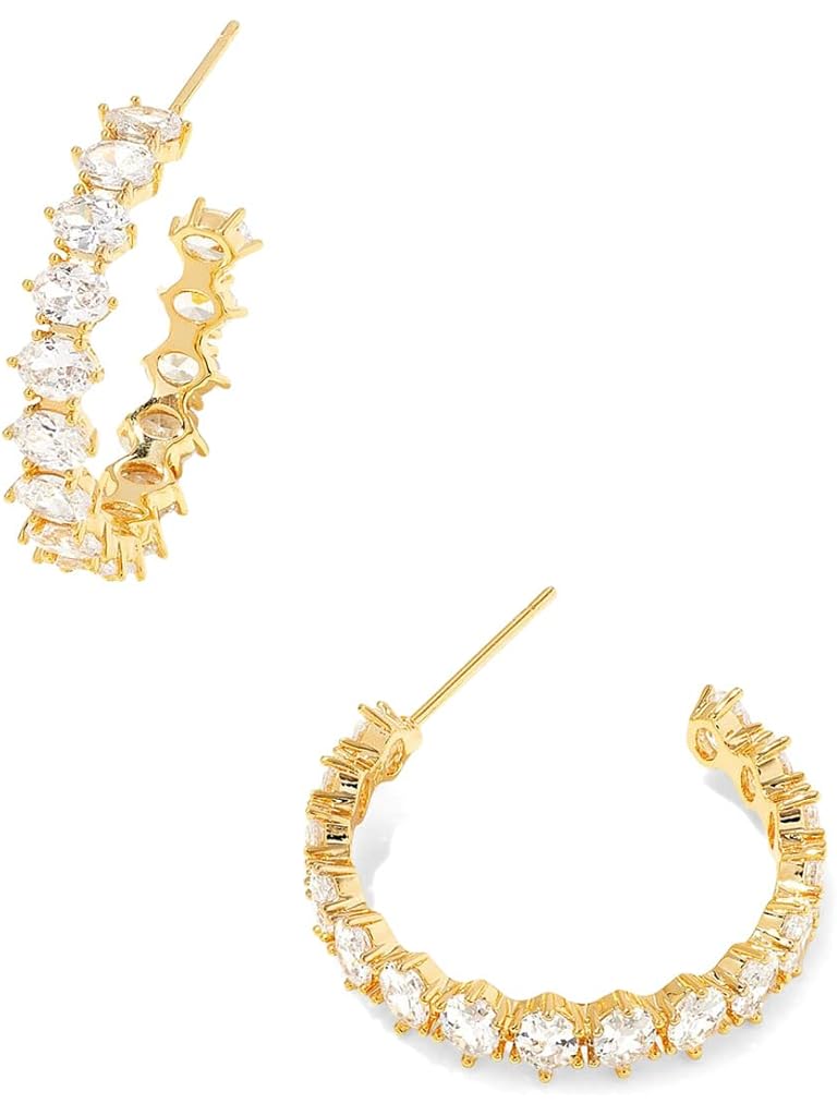 Gold Kendra Scott Cailin Crystal Hoop Earrings
