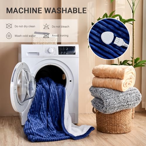 Image of Heated Blanket Electric Queen, Soft Flannel Heating Blanket with 8 Hours Auto Off 10 Fast Heating Levels Machine Washable Sherpa Heated Blanket with Overheating Protection