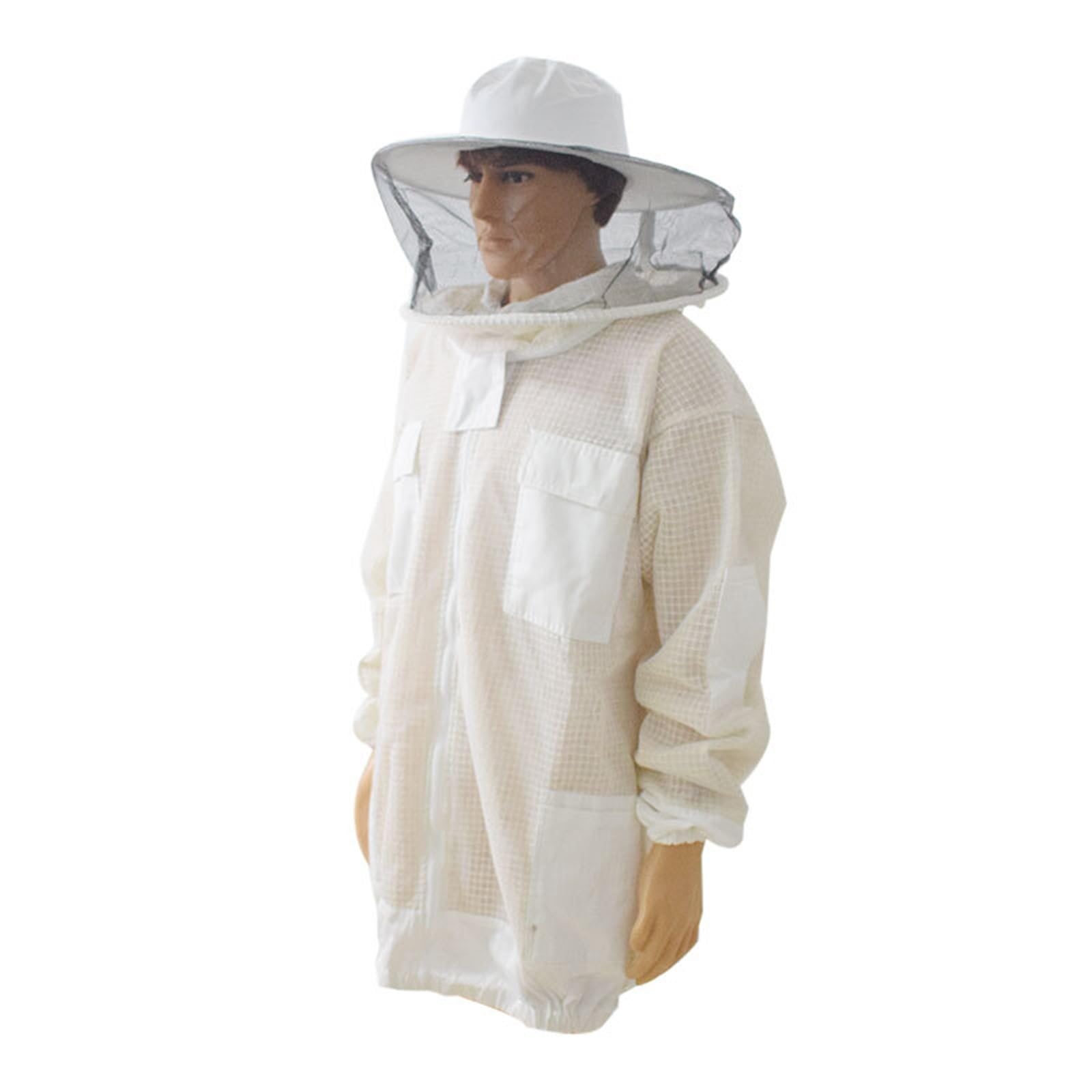 Traje de apicultor Profesional Traje de apicultura 3 capas, ropa protectora transpirable, chaqueta apicultor con velo seguridad extraíble, sombrero y trajes(XXL)