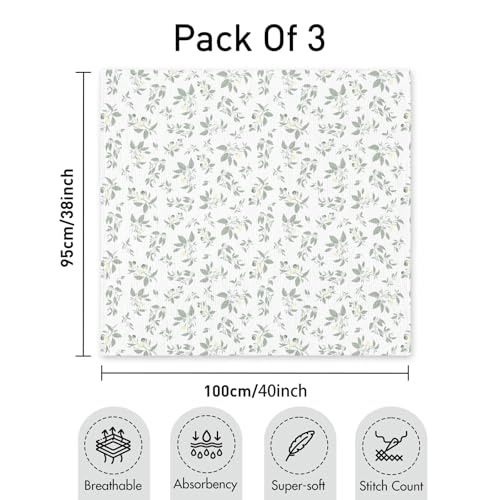 Image of GLLQUEN BABY Muslin Swaddle Blankets for Newborns, Large 40''x38'', 3-Pack | 100% cotton, ultra soft and breathable, gentle on sensitive newborn skin, Multi-use as swaddle wrap, receiving blankets
