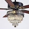 Crystal ceiling fan fandelier with lights modern outdoor fans with remote controlnoiseless ac motor retrofarmhouse lighting dining room living room 52  urban country home decor
