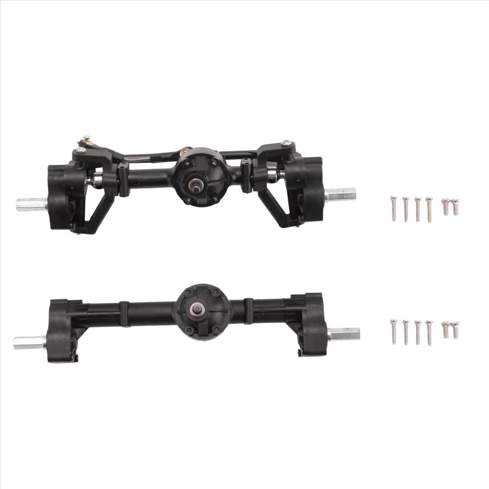Compatible con WPL C14 C24 C24-1 C34 C44 B14 B24 1/16 RC Car Upgrade Parts Modification Repuesto 2 Piezas Eje De Portal Delantero Y Trasero Piezas