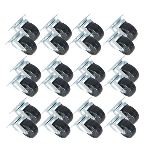 Timunr 24Pcs Black 2 Inch Casters Wheels Heavy Duty Rubber Swivel Caster Wheels with Top Plate & Bearing