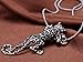 Alilang Silver Color Rhinestone Collared Black Spotted Jungle Leopard Fashion Pendant Necklace