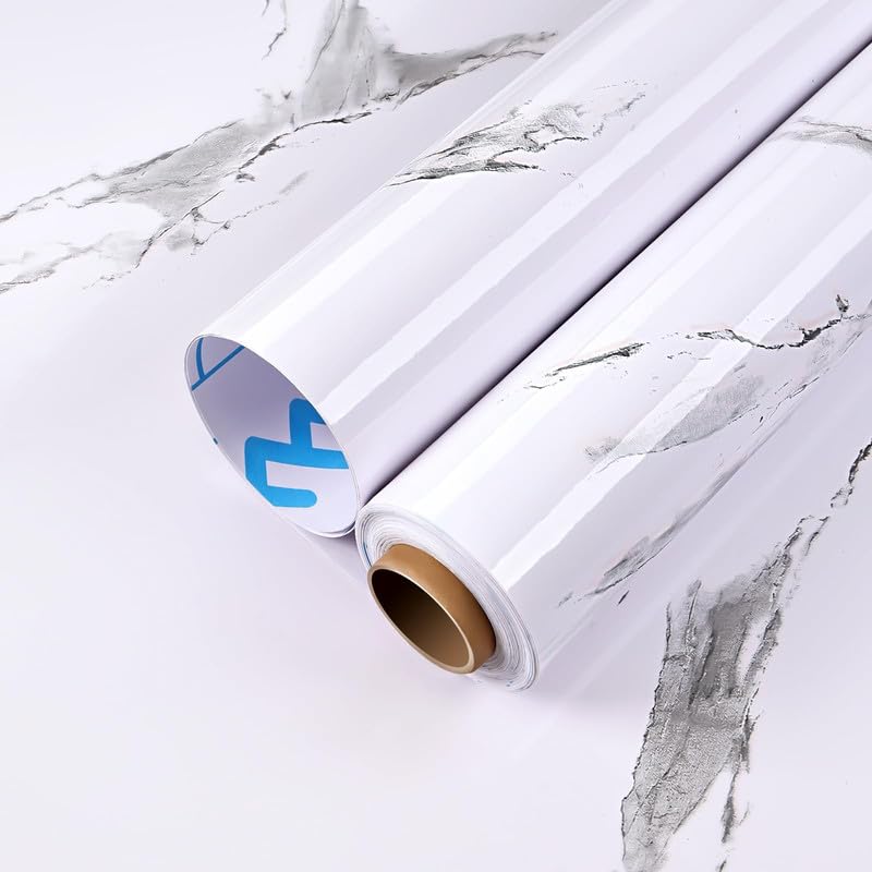 Image of White Marble Wallpaper Peel and Stick Wallpaper Self Adhesive Wallpaper Furniture Kitchen Vinyl Film | 2 Feet X 5 Feet- Marble Self Adhesive wall Paper