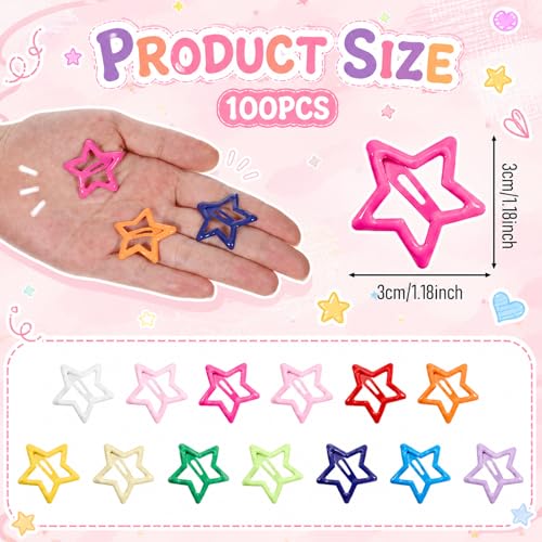 100 Pinzas de Pelo Estrella Metálicas Coloridas JJUNW miniatura 2