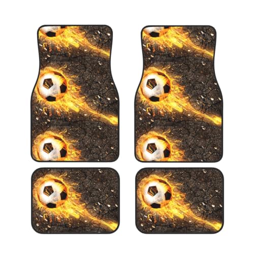 Alfombrillas para coche de fútbol en llamas juego de alfombrillas antideslizantes de neopreno