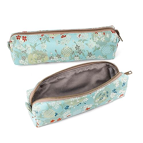 Image of iSuperb Vintage Pencil Case Embroidery Pen Pouch Zipper Pencil Bag for Office Organizer Storage Bag (green)